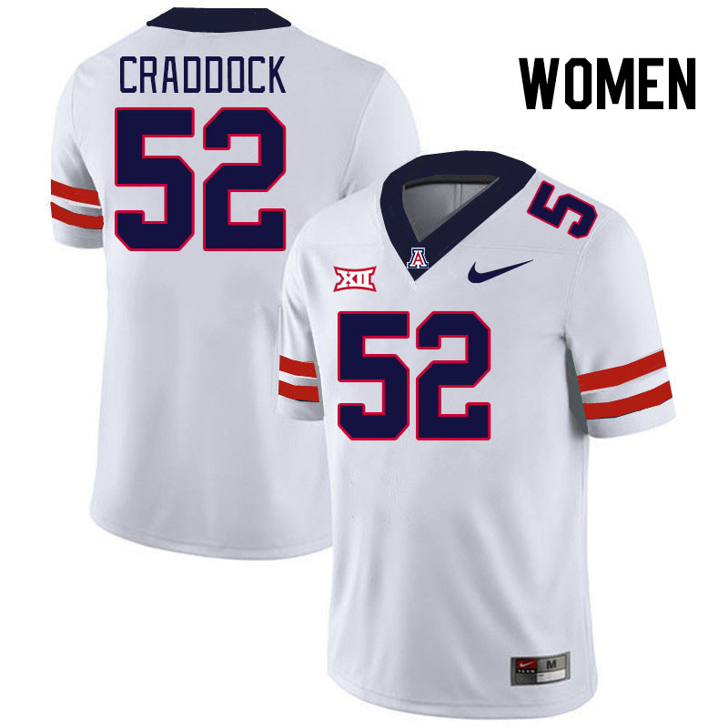 Women #52 Brandon Craddock Arizona Wildcats Big 12 Conference College Football Jerseys Stitched-Whit